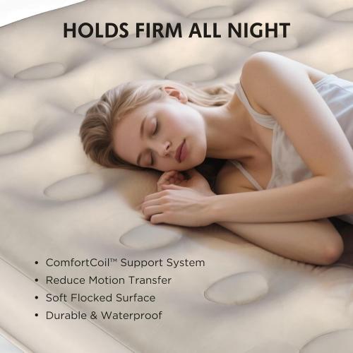 Simpli Comfy Queen EZ Bed Self-Inflating Air Mattress with Built-in Frame, Pump and Wheeled Case, Blow Up Inflatable Rolling Air Bed on Wheels