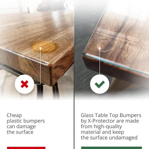 X-Protector Glass Table Top Bumpers - 20 PCS 1.2 Glass Table Top Pads | Non-Adhesive Clear Rubber Glass Table Top Grippers - Anti Slip Glass Table Protector to Keep Glass Table Top from Sliding!