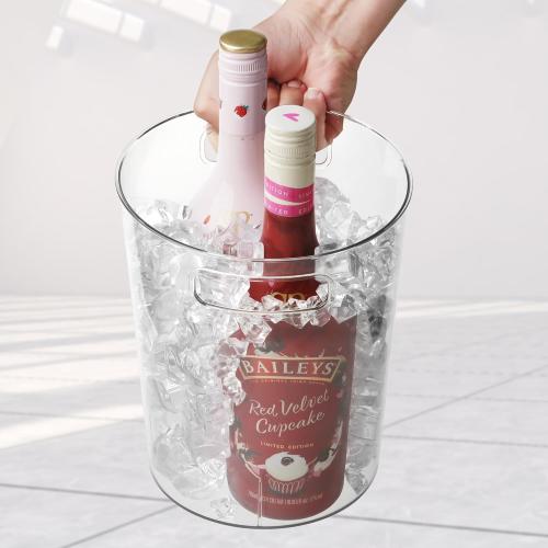 Pack of 6 Tiawudi 6 Pack Ice Bucket, Plastic Wine Chiller for Champagne, Beverage, Soda and Beer, Wine Bottle Cooler, Ice Tub, Multi-Use Clear Bucket as Vase, Flower Pot or Trash Bin