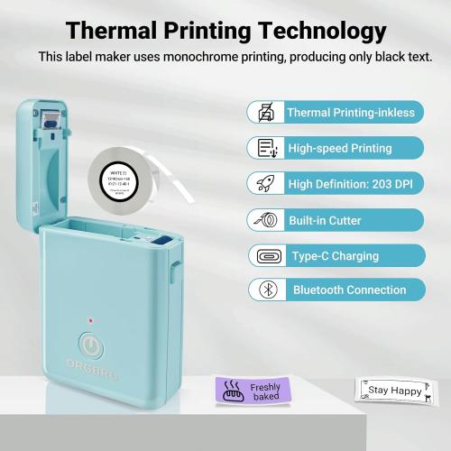 ORGBRO Blue Label Maker Machine with Tape, Random Color-1 Count, X1 Bluetooth Mini Label Printer, Wireless Small Sticker Maker with Versatile App for School Home Office Organization