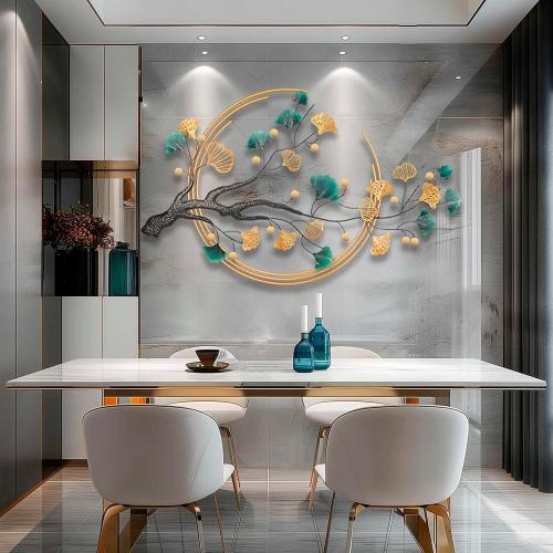 QXSXKJ 3D Metal Wall Art Decor for Living Room Large Modern Wall Sculptures Gold, 59'' Metal Wall-mounted Home Decoration, Creative Ginkgo Décor for Living Room Dining Room Bedroom (ginkgo leaf)