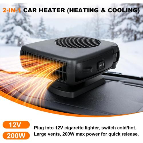12v 200W Car Heater, Portable Car Heater and Defroster,Windshield Defogger, Applicable All 12V Vehicles Car Heater