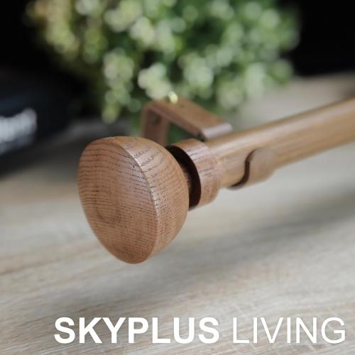 Faux Wood Style Curtain Rod Set with Wood Grain Round Finial, 36-72 inch, Standard Single Drapery Rod for 1 Pack, 1 inch diameter, Adjustable Length
