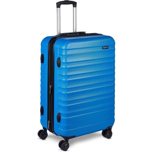 Amazon Basics 26 Hardside Medium Checked Luggage, Hardshell Suitcase With Wheels, Expandable For Up to 15% More Space, With Scratch-Resistant Surface, Four Multi-directional Wheels, Light Blue