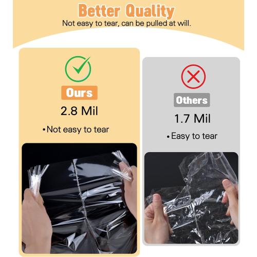 Yuiicaov 6PCS Extra Large Cellophane Bags, 30x40 Inches Clear Cellophane Wrap for Gift Baskets, Jumbo Huge Packaging Clear Gift Bags 2.8 Mil Thick