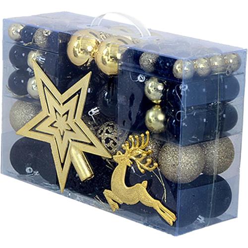 102pcs Christmas Ball Ornament Set Christmas Tree Topper Deer Ornaments Festival Decorative Baubles Xmas Tree Hanging Balls for Xmas Wedding Office Party Supplies - Gold and Black