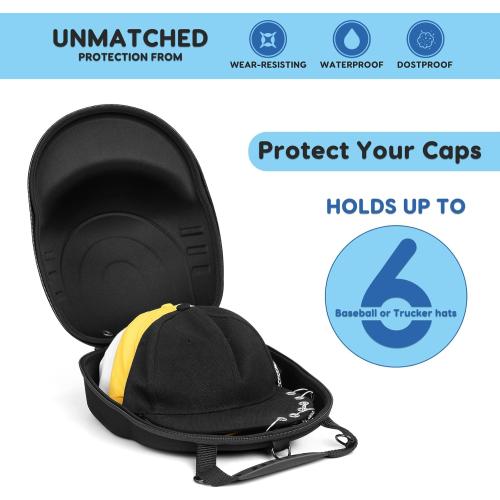 MOSLA Hat Case for Baseball Caps,Hat Carrier Travel Case Ball Cap Carrier Hat Box Organizer Carry On Hat Bag Backpack with Adjustable Shoulder Strap