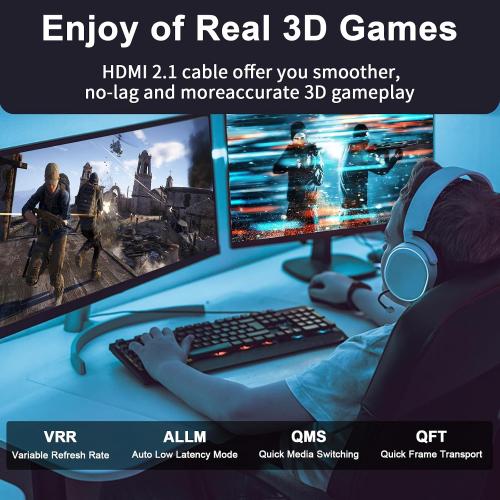3FT HDMI 2.1 Cable 8K60Hz 4K120Hz, 48Gbps Ultra High Speed HDMI Cable with Gold Plated Connectors, Red Aluminum Housing, for PS5, Xbox Series X, 4K TV, Gaming Monitor, Soundbar, Gaming PC.