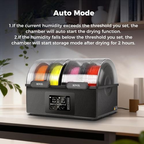 Sovol Filament Dryer 4 Spools, SH03 Dry Box with 85℃ Max Temp, Sealed Filament Storage Box with Auto Dehumiditification, Dual Independent Heating Chambers for PLA PETG ABS TPU ASA PC PA 1.75/2.85mm