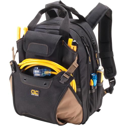 CLC Work Gear 1134 Carpenter's Tool Backpack, 44 Pockets, Padded Back Support, Black