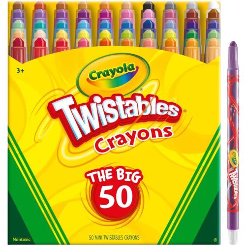 Crayola Mini Twistables Crayons for Kids (50ct), Essential Easter Basket Stuffers, No Peel Crayons for Coloring Books, Gift for Toddlers & Kids, Arts & Crafts Supplies, 3