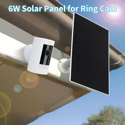 Ring Camera Solar Panel Charger, Compatible with Ri ng Stick Up Cam, Ri ng Stick Up Cam Pro, Ri ng Spotlight Cam Plus/Pro, TypeC and Ring Barrel DC Plug, 6W5V (1Pack)
