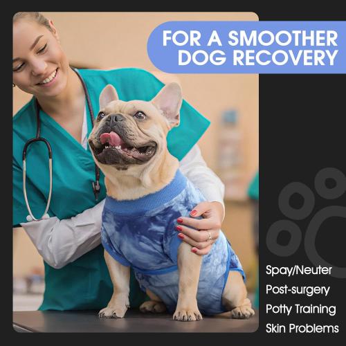 FUAMEY Recovery Suit for Dogs After Surgery,Soft Breathable Dog Bodysuit E-Collar & Cone Alternative Surgical Suit,Male Female Dog Neuter Spay Suits Anti Licking Wounds Onesie Blue Tie Dye XL