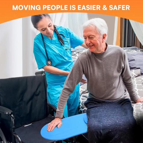 Slide Transfer Board with Turntable, Sliding Board for Smooth Pain-Free Transfers from Wheelchair to Bed Car, Non-Slip Texture for Seniors Disabled Patients, 440LBS, 33.9L x 9.1W, Blue