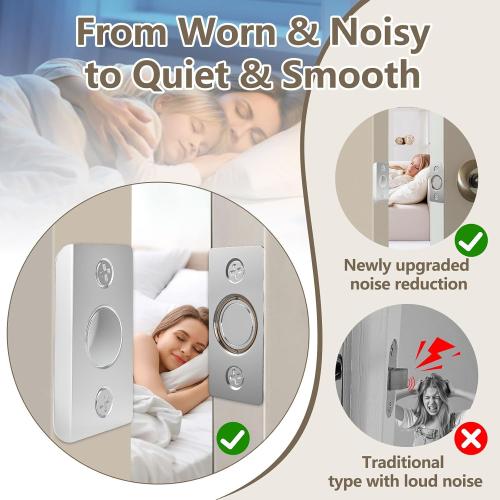 Tonitrui Upgraded Strong Magnetic Door Catch, Replacement for Traditional Door Ball Catch, Quite & Easy to Install, Use for Top of Door, Closet Door, 2 Pack, Silver
