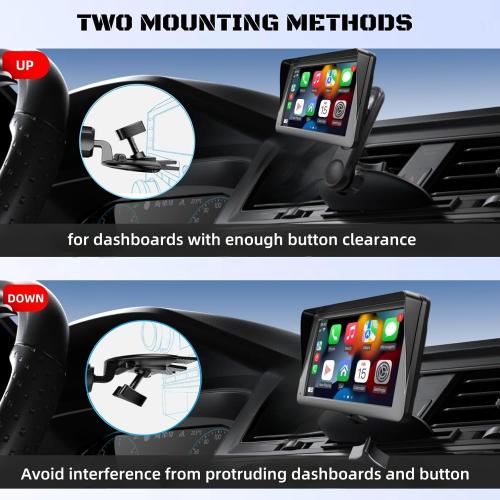 Extended CD Slot Mount for CarPlay Screen Adjustable Arm and 360° Rotating Universal Head 17mm Compatible with in-Car Monitors CD Slot CarPlay Mount