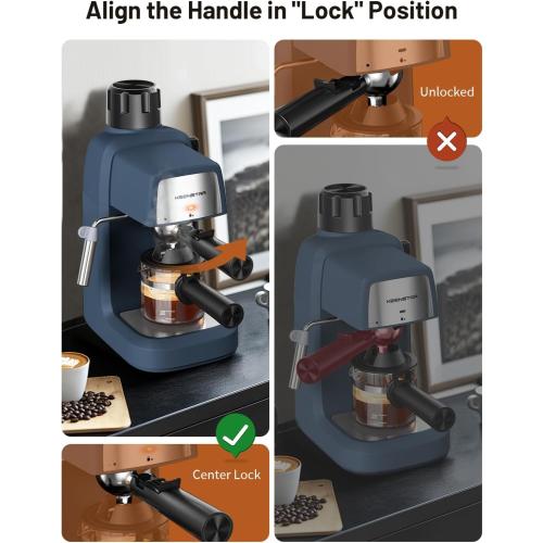 KEENSTAR 3.5Bar Espresso Machine with Milk Frother, 800W Compact Espresso and Cappuccino Machine with Preheating Function, 4 Cup Espresso Maker for Cappuccino or Latte, Gift for Coffee Lover