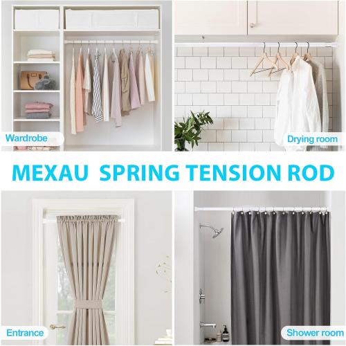 White Tension Curtain Rod for Windows 28 to 48 inch, Adjustable Expandable Pressure Spring Curtain Rod No Drilling, 7/8 Curtain Rod for Bedroom Doorway Closet Door