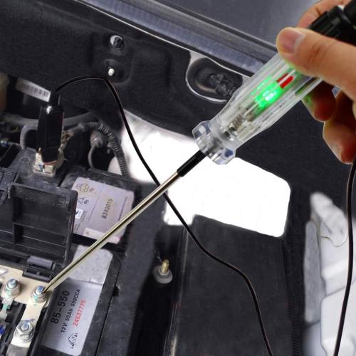 ALLOSUN GK5225 Automotive Wire Piercing DC Voltage Circuit 6V / 12V Hook Probe Tester 59 Inch Cord with LED & Buzzer Indicator, White