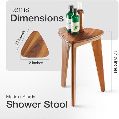 HOLANA 18 Corner Shower Foot Rest - Wooden Showers Stool Seat for Shaving Legs - Small Shower Benches for Inside Shower - Waterproof Bath Step Stools Bench for Bathroom (Height - 18in, Acacia)