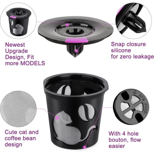 Reusable K Cups for K-Mini/K-Duo/K-Express, 2 Pack K Cup Reusable Coffee Pods for K-eurig, BPA Free Refillable Single K Cups for K-eurig 1.0 & 2.0 Series