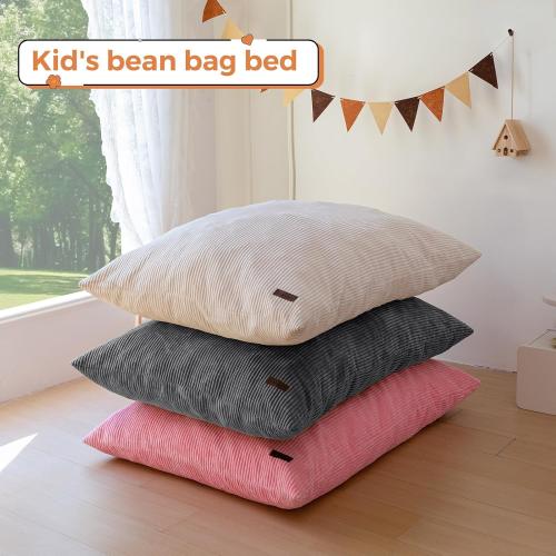 MAXYOYO 3 in 1 Kids Bean Bag Chair Bed, Convertible Chair Folds from Bean Bag to Lounger, Child Floor Sofa for Gaming, Reading, Floor Mattress with High-Density Foam Filling