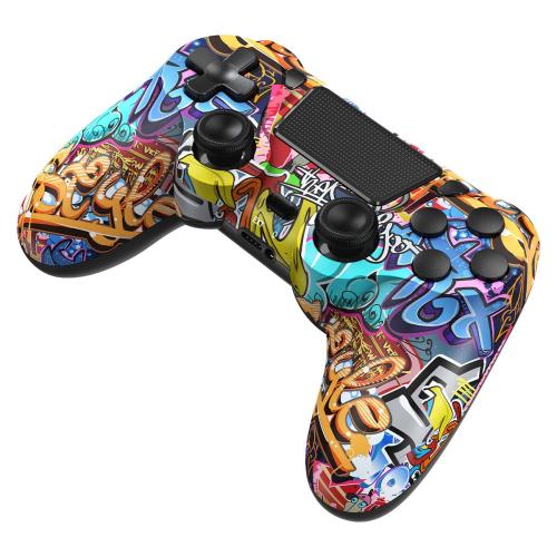 TIANHOO Wireless Controller Compatible with PS4/Pro/Slim, with Vibration Feedback, Motion Sensing, Touchpad, Light Bar, Share, 3.5mm Headphone Jack(Graffiti)