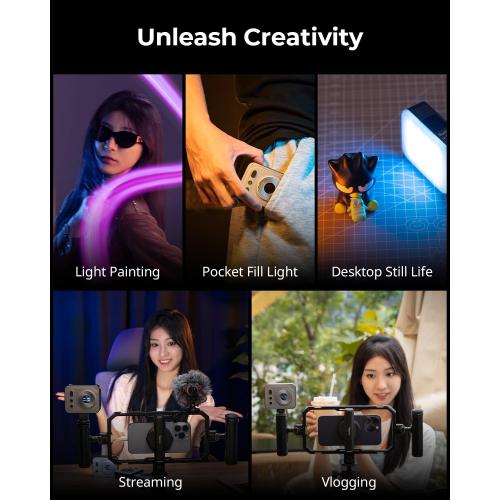 SMALLRIG Vibe P108 Pro RGB Video Light, Portable Led Camera Light for Photography, Cold Shoe Light, CRI95 , 2500-6500K, 12 Effects, Fill Light Accessories for Content Creator, Streaming