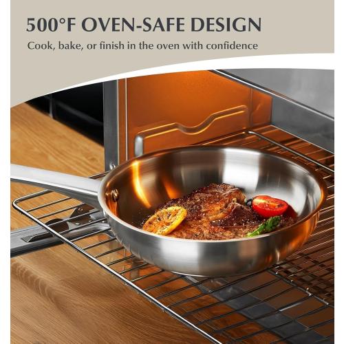 KOCH SYSTEME CS Stainless Steel Pots and Pans Set, 10 Piece Stainless Steel Cookware Set for Professional Cooking, Kitchen Cookware Sets, Induction Compatible Cookware Set 10 Pcs, Pots and Pans