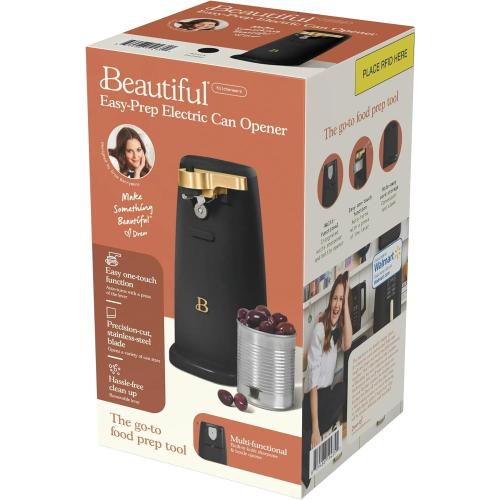 Automatic Electric Can Opener for Countertop, One-Touch Operation with Stainless Steel Blade, Magnetic Lid Lifter, Built-in Knife Sharpener & Bottle Opener, Heavy-Duty Design (Black Sesame)