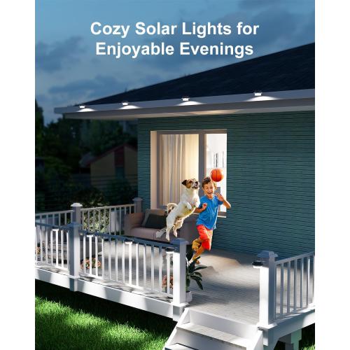 Set of 8 Color White Solar Powered Gutter Lights Outdoor Decorative Waterproof Led Fence Lamp for Lighting Railing, Outside Wall, Deck, Garden, Path, Backyard, Sidewalk, Yard, Patio, No Drilling Installation
