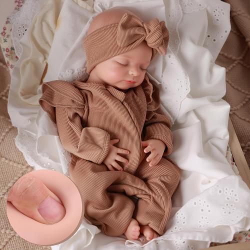 BABESIDE 16 Inch Silicone Baby Doll Weighted 4LB, Lifelike Newborn Dolls