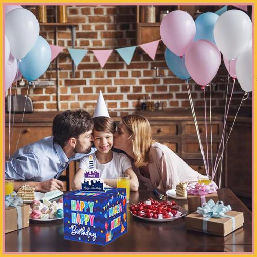 Rxwstt Birthday Box for Cash Gift, Money Roll Gift Box for Cake Pull Out Kit with Cards Money as Money Bouquet, Surprise Birthday Money Pull Box Explosion for All Age Group with Instruction Book