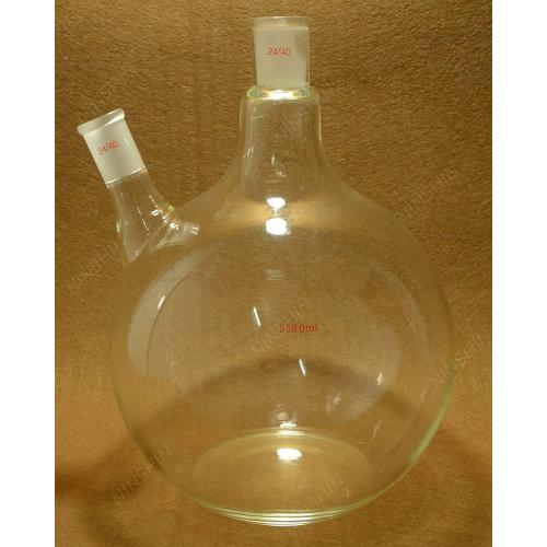 lab Glassware,Flat Bottom,Gla​ss Flask,5000​ml,24/40,2​-Neck,5L,T​wins Necks,Lab Chemistry Vessel