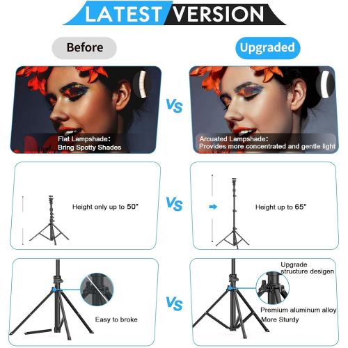 Kaiess 10.2 Selfie Ring Light with 65 Adjustable Tripod Stand & Phone Holder for Live Stream/Makeup, Upgraded Dimmable LED Ringlight for Tiktok/YouTube/Zoom Meeting/Photography