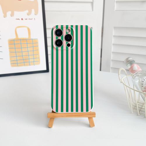 Lovmooful for iPhone 15 Pro Max Case Cute Color Striped Design-Green&Pink | Compatible for iPhone 15 Pro Max Case,Aesthetics,for Girls Women,Soft TPU,Shockproof,More Protective,Girly