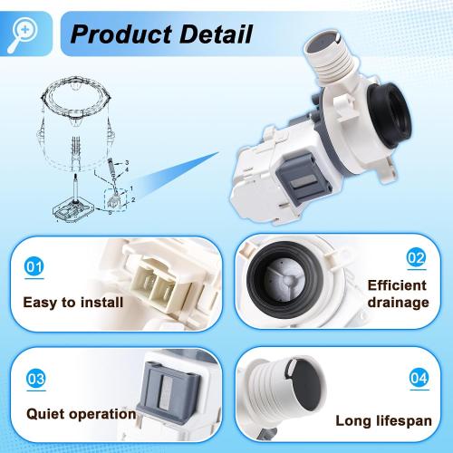 W11399437 Washer Drain Pump Assembly Compatible with Whirlpool Maytag Kenmore Crosley Washing Machine, Replacement PartPD00058225 W11259498 4961028 AP6974144 PS12731241 EAP12731241