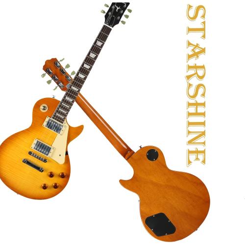 Starshine Electric Guitar, Flamed Maple Top Single Cutaway Guitar ABR-1 with Double Humbuckers Pickups, Trans Burst
