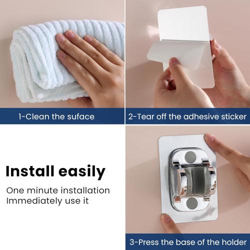 Hand held Shower Head Holder-Relocatable Handheld Showerhead Holder, Suitable for Installation On Smooth Surfaces