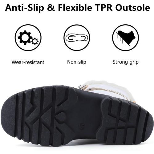 Size/ 5 woman Knixmax Women's Winter Snow Boots Waterproof Mid Calf Booties Fur Lined Warm Outdoor Insulated Mucker Yard Skiing Hiking Boots for Women Size 6-11