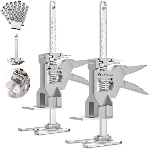2Pcs Metal Labor Saving Arm Jack, Load-Bearing 440 lb Multi-Function Height Adjustment Lifting Device Arm Tool Lift Wall Tile Locator Door Panel Lifting Cabinet Jack Board Lifter