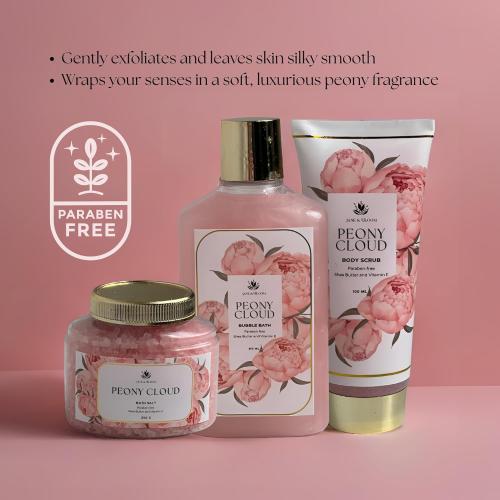 Christmas Spa Gifts for Women – Peony Cloud | 13-Piece Self Care Gift Set with Bubble Bath, Bath Bombs, Peony Diffuser, Lotion, Shower Gel, Bath Salt & More | Bath and Body Gift for Her Birthday