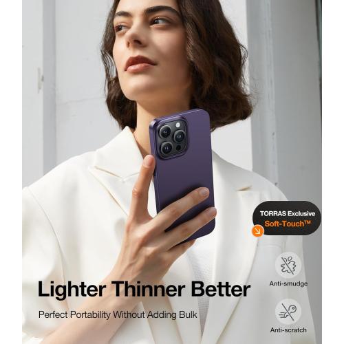 TORRAS Slim Fit Designed for iPhone 15 Pro Max Case 6.7 inch, Ultra-Thin 15 Pro Max Case 2023, Lightweight Hard PC Cover Phone Cases for iPhone 15 Pro Max Phone Case Purple, OriginFit