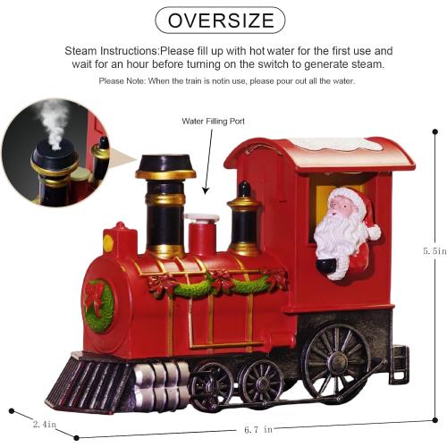Christmas Train Ornaments with Steam Effects Multicolor Santa Christmas Table Decorations