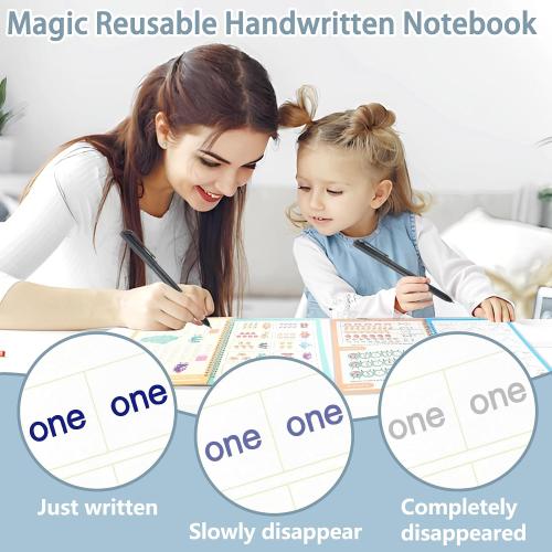 YAMMI Reusable Large Grooved Handwriting Practice Books for Kids, 10.3in×7.3in Magic Practice Copybook, Handwriting Practice Workbook, Copy Books for Preschool Kids Age 3-8