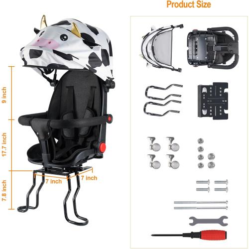 2025 New Rear Child Bike Seat,Rear Mounted Kids Bike Seats,Back Mount Child Seat with Back Rest Armrest Foot Pedals,Fits All Bicycle Rear Frames,Aged1-3 Years Old