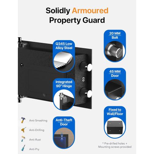 FORFEND Smart Home Safe | WiFi Safe Box App Lock/Alarm | Voice Command, Kidnap Alarm, Tamper Detect, Frozen Mode, Sub Account| Digital Safe Anti Theft