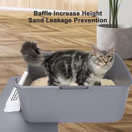 Sfozstra Grey Enclosed Cat Litter Box - Top & Front Entry | PP Material, Lift-Off Buckle Lock, High Sides, Odor Control Deodorizer, Sand Pedal, Carry Handle, for Cats Under 8 Lbs‼️incomplete missing accessories ‼️