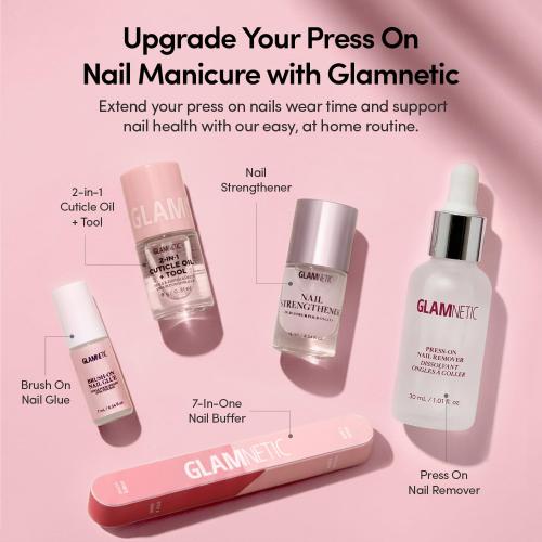 Glamnetic Press On Nails - Short Oval, Glossy Fake Nails 30 Pc Full Kit