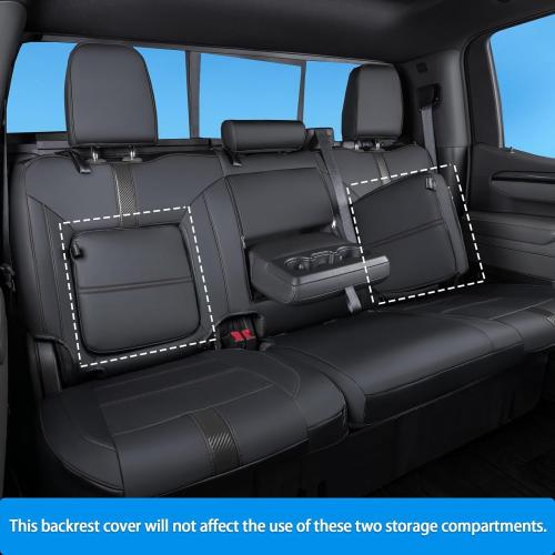 TANDI for Silverado & GMC Sierra Seat Covers with Faux Leather for 2019 2020 2021 2022 2023 2024 2025 Chevy Silverado & GMC Sierra 1500 2500HD 3500HD (Black with Black Trim, Full Set (Model-A))